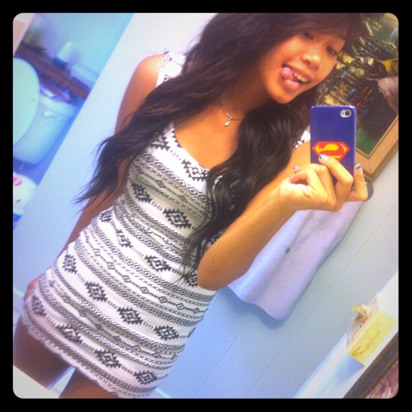 Black & White Tribal Fitted Dress