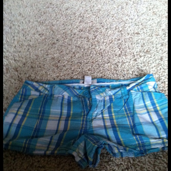Blue plaid shorts