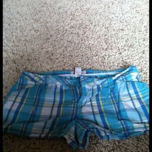 Blue plaid shorts