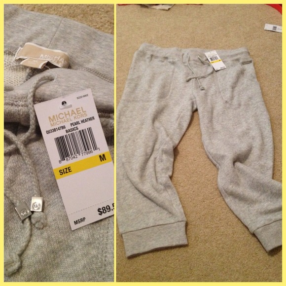 Michael Kors cropped sweat pants in pearl heather