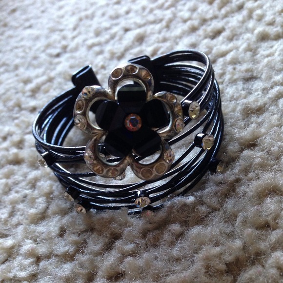 Black and silver bracelet and ring
