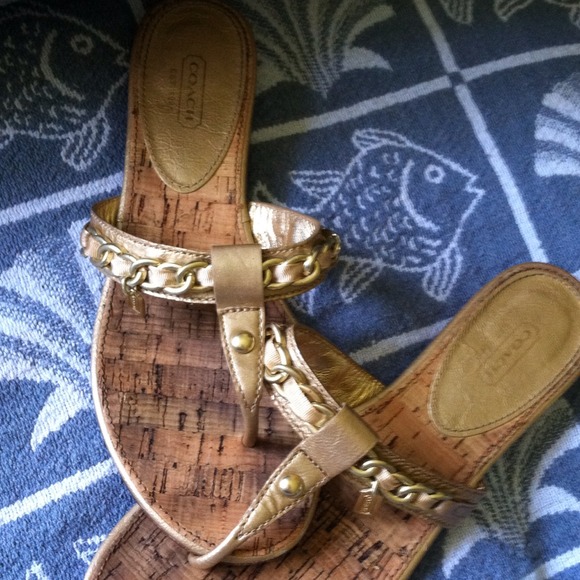 Gold accent Coach sandals