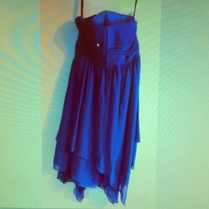 Mediterranean blue dress from Alfred Angelo's.