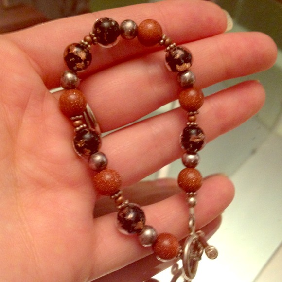 Goldstone and sterling bracelet
