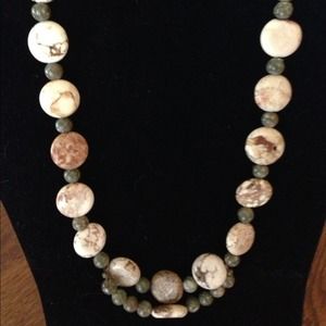 Magnesite and semi- precious stone necklace