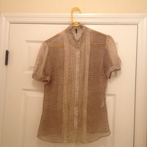 Sheer animal print button down Tahari top.