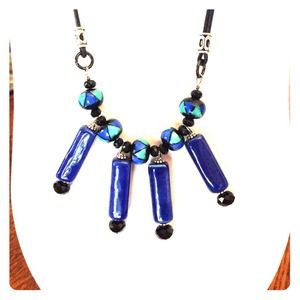 Cobalt blue ceramic necklace