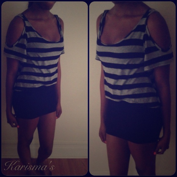 All-in-One Skirt & Striped Shirt Set.