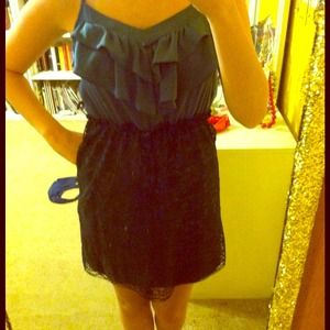 Black and blue lace ruffle dress