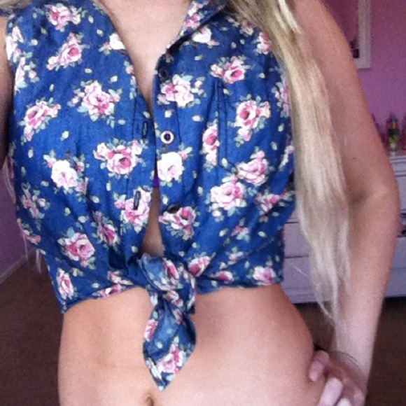 Denim tie top
