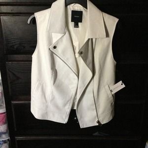 Casual white leather vest from forever 21