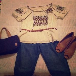 Anthropologie embroidered Boho Shirt