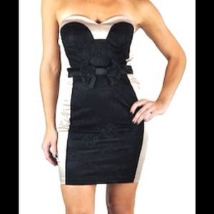 Sexy tan and black mini dress!