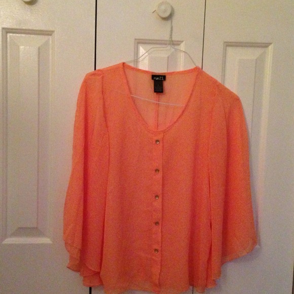 Orange Sheer Top