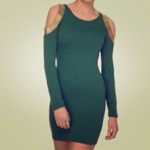 Olive green long sleeve mini dress!