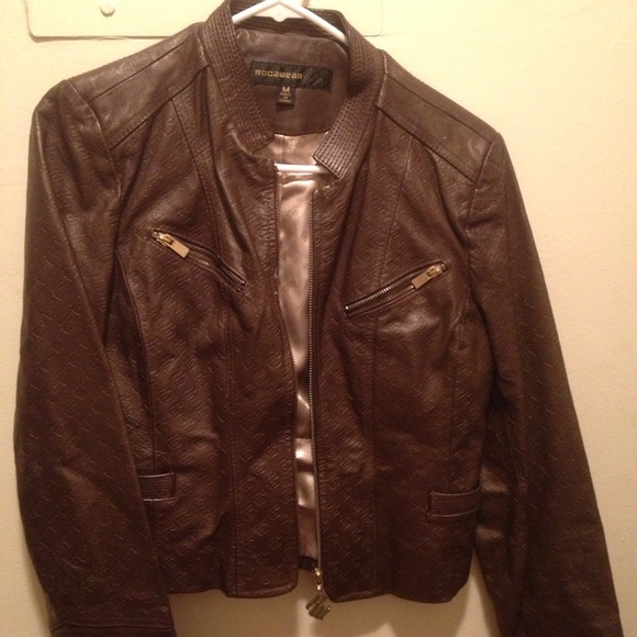 RocaWear brown leather jacket: Medium