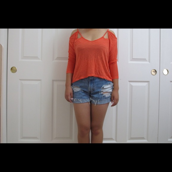 Orange Cutout Shirt