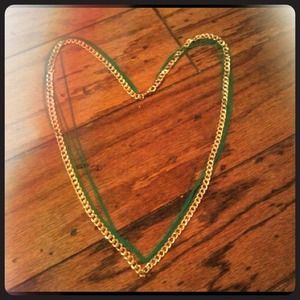 Forever 21 Gold & Green Chain Necklace