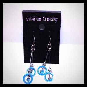 Blue circles dropped earring.