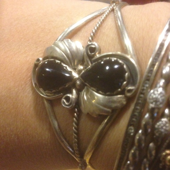 Sterling Silver Onyx Bangle Bracelet