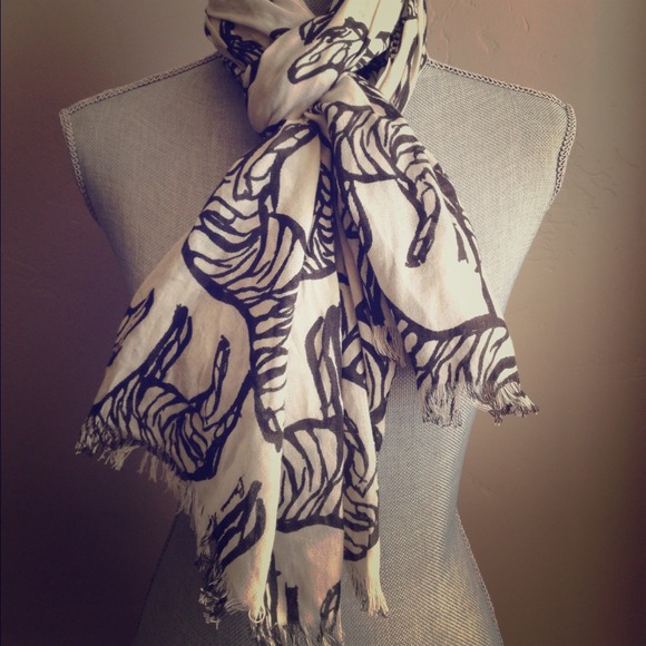 Banana Republic Fringed Zebra Scarf