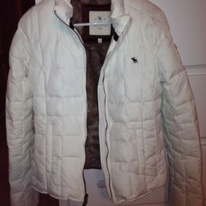 Abercrombie and Fitch White Winter Fur Jacket