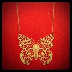 Gold butterfly necklace