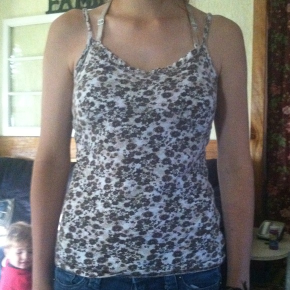 A brown floral tank top