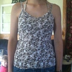 A brown floral tank top