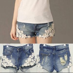 Lacy Denim Shorts