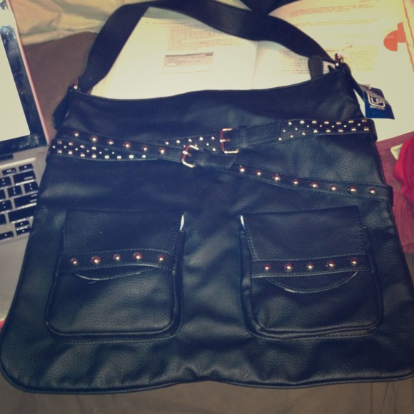 NWT studded black large purse