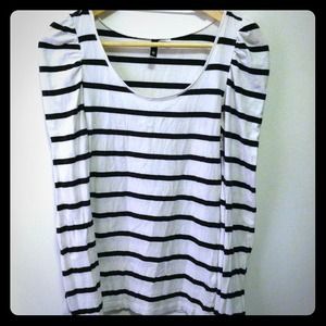 Puff sleeve striped long sleeve top