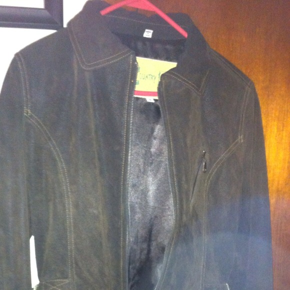 Dark brown leather suade jacket.