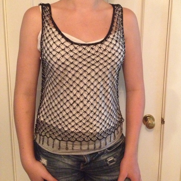 Stenay beaded net tank top
