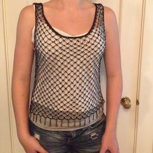 Stenay beaded net tank top