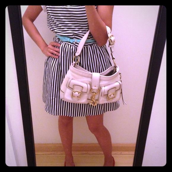 Coach Ivory Canvas and Leather Legacy Hobo