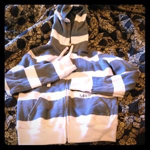 White blue grey stripe zip up.