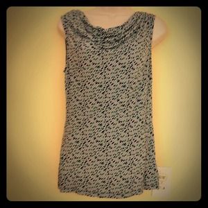 Banana Republic cowl neck blue, green & white top