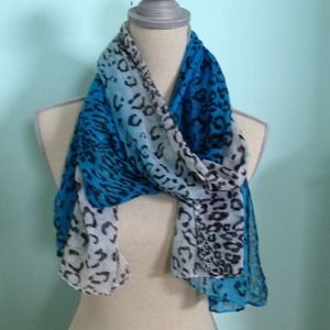Blue Cheetah Ombré Scarf