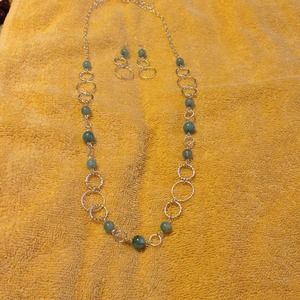 Blue earrings and necklace