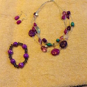 Necklace bracelet and earrings