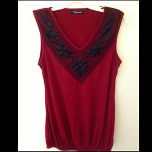 V-Neck Red/Maroon Tank Top