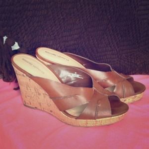 Camel Brown Mossimo Cork Wedge Sandals Size 8 1/2
