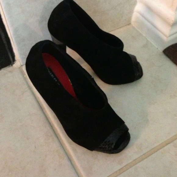 Charles Jourdan Suede Peep Toe shoes.