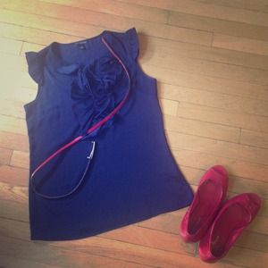 Navy sleeveless silk top
