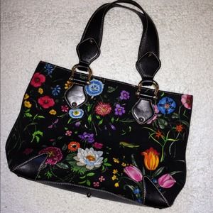 Gucci Floral Print Denim Tote Bag