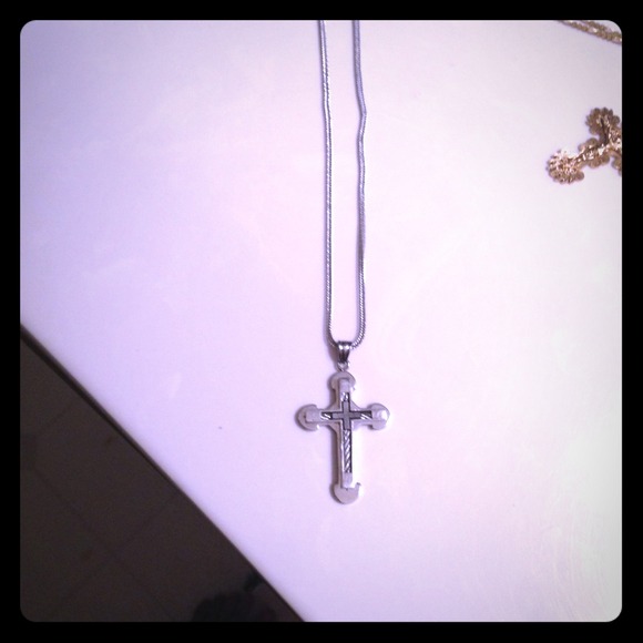 Stainless steel cross with necklace