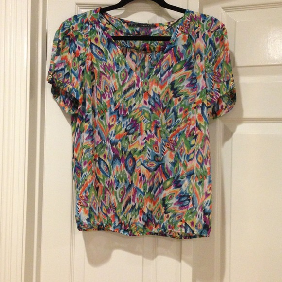Sold!!!NWOT Zara sheer printed blouse - Picture 2 of 2