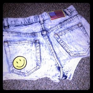 Acid Washed High-Waisted Shorts