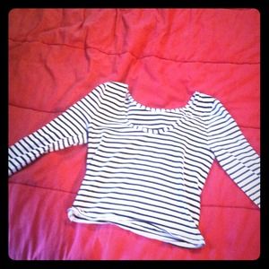 Striped shirt with three quarter length sleeves